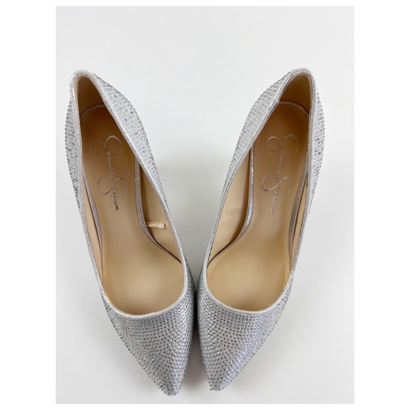 Jessica Simpson Evening Heels Sparkly Rhinestone Silver - Picture 5 of 15